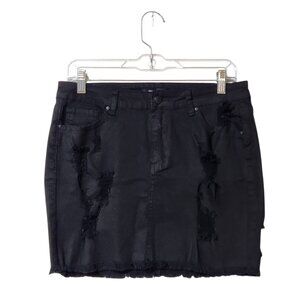 Wax Jean Los Angeles Womens Large Black Distressed Mini Skirt